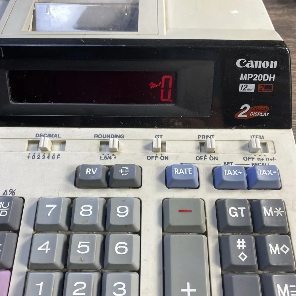 CANON MP20DH ELECTRONIC PRINTING CALCULATOR  2 COLOR PARTS ONLY